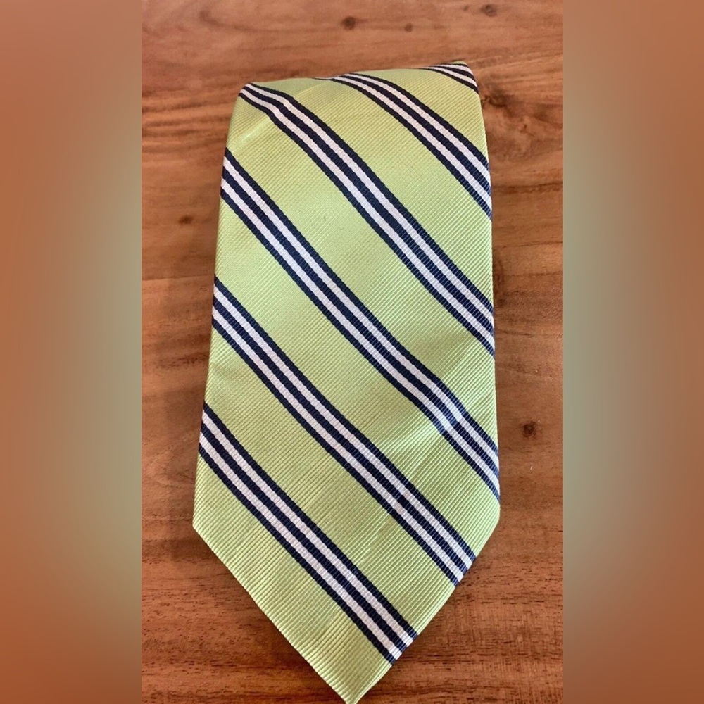 Steve & Barry's 100% Silk Woven Lime Green Striped Tie Regimental Repp